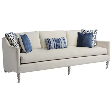 Kiawah Sofa with Turned Legs and Casters